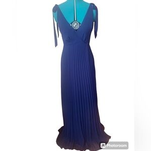 ASOS Blue sleeveless long dress pleated